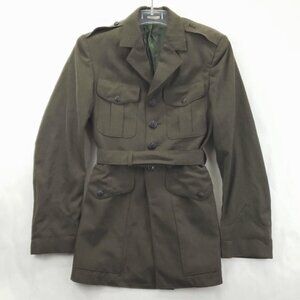 Vintage Marine Corp Wool Coat Gabardine Mens Green 37R Cavalier Clothes *flaw